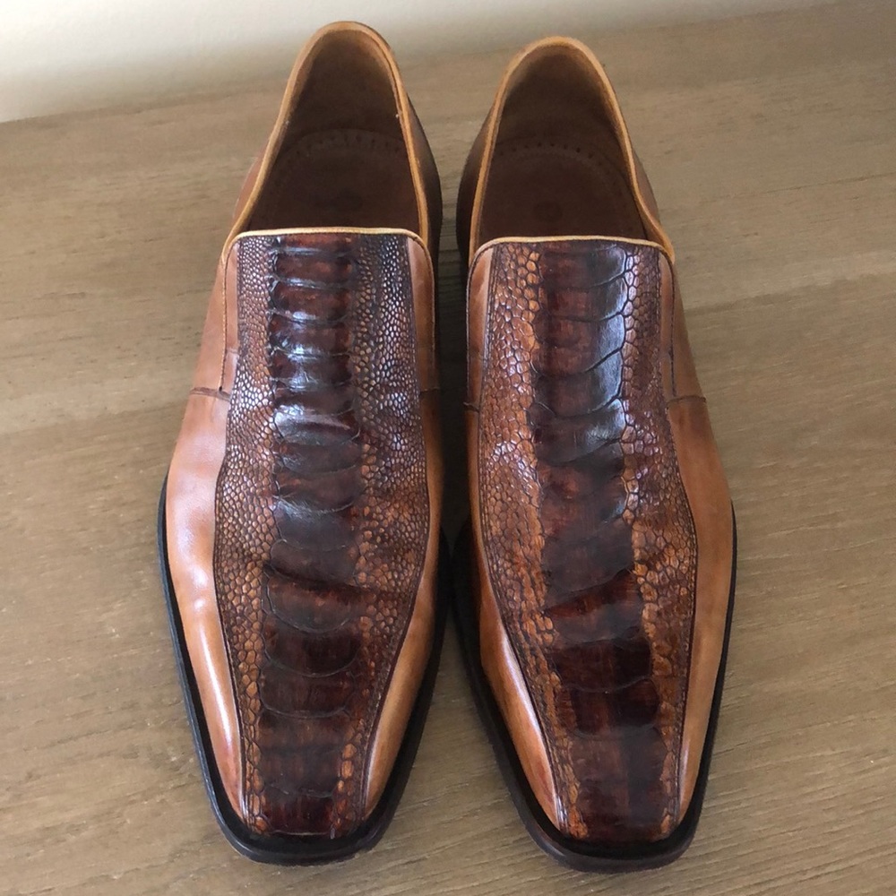 Magnanni snakeskin/ distressed leather loafers 10